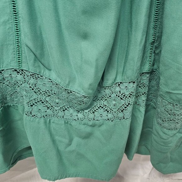 Matilda Jane Green Sleeveless Maxi Dress Crochet Pintuck Boho Prairie L - Picture 5 of 12